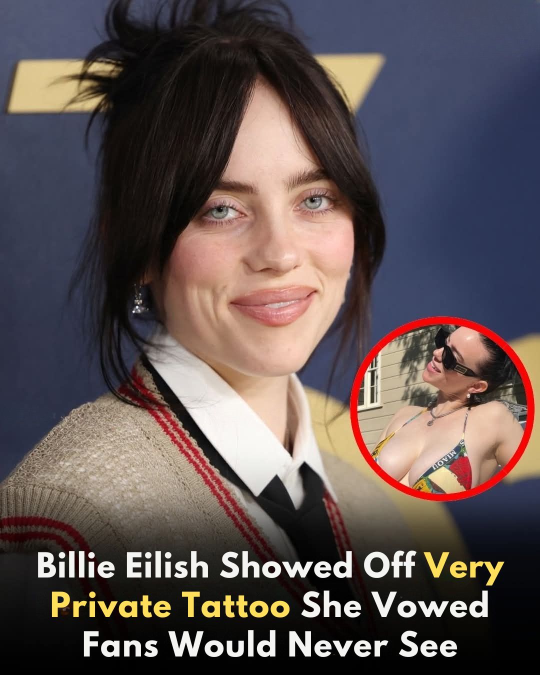 Billie Eilish Reveals Rare Chest Tattoo in Bikini Photo - Story News